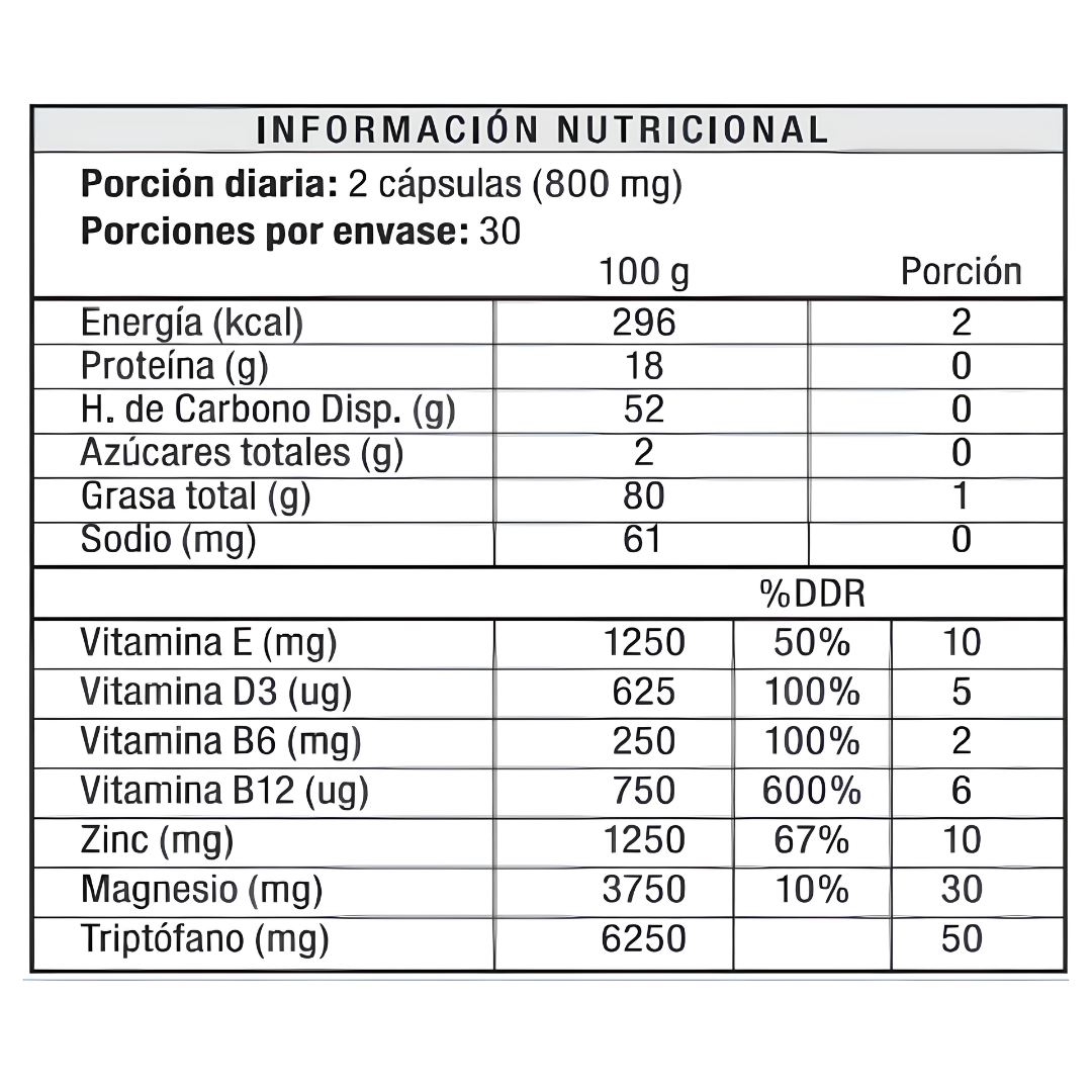 Suplemento Alimentario para el Descanso y Sueño – 60 Cápsulas